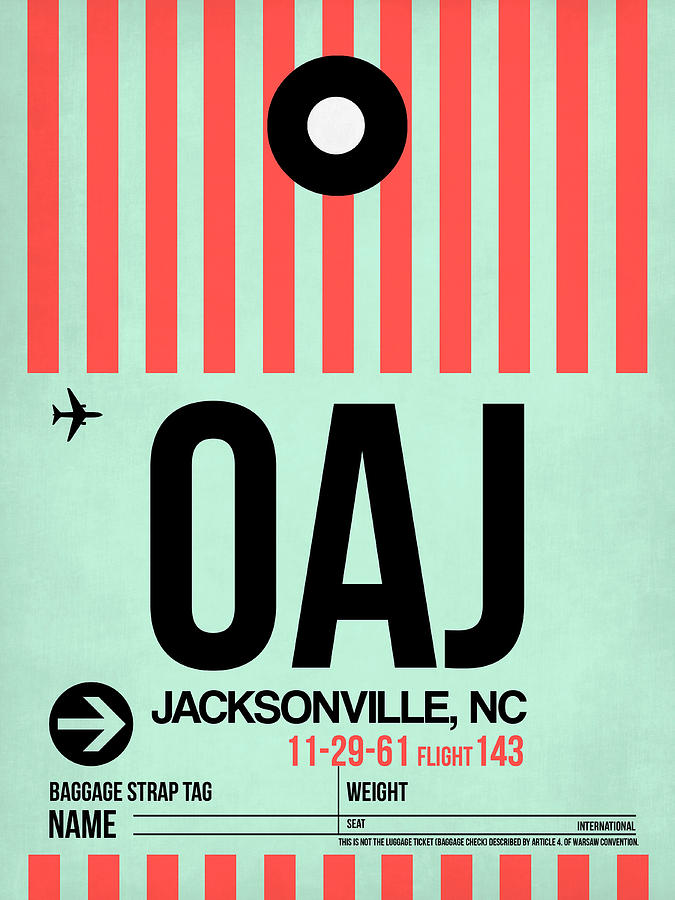Jacksonville Digital Art - OAJ Jacksonville Luggage Tag I by Naxart Studio