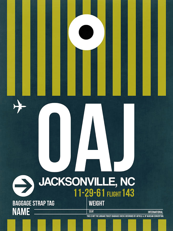 Jacksonville Digital Art - OAJ OAJ Jacksonville Luggage Tag I Luggage Tag I by Naxart Studio