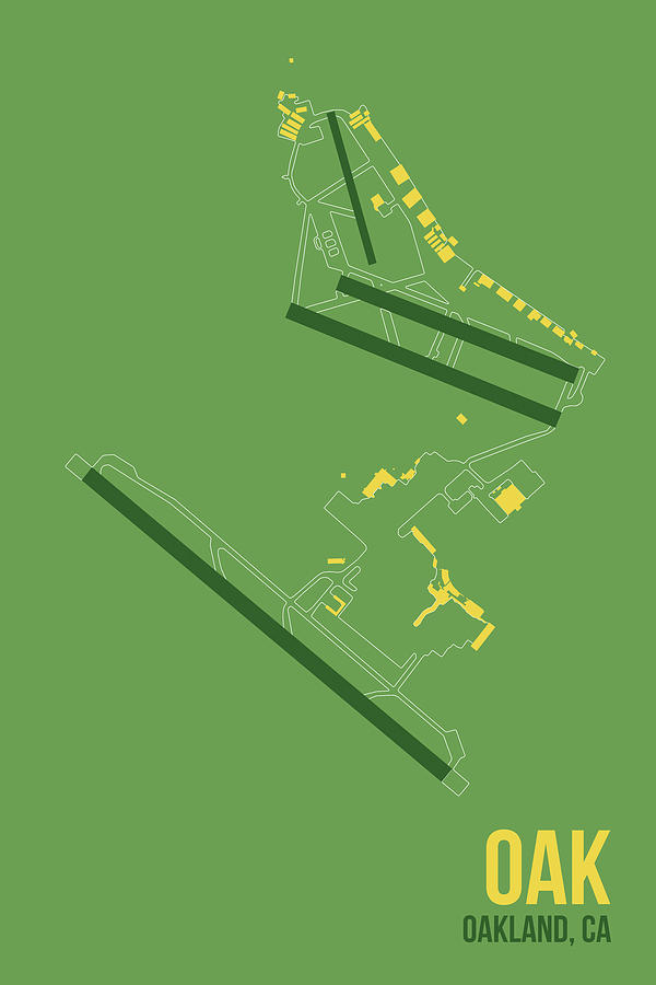 Typography Digital Art - Oak Airport Layout by O8 Left