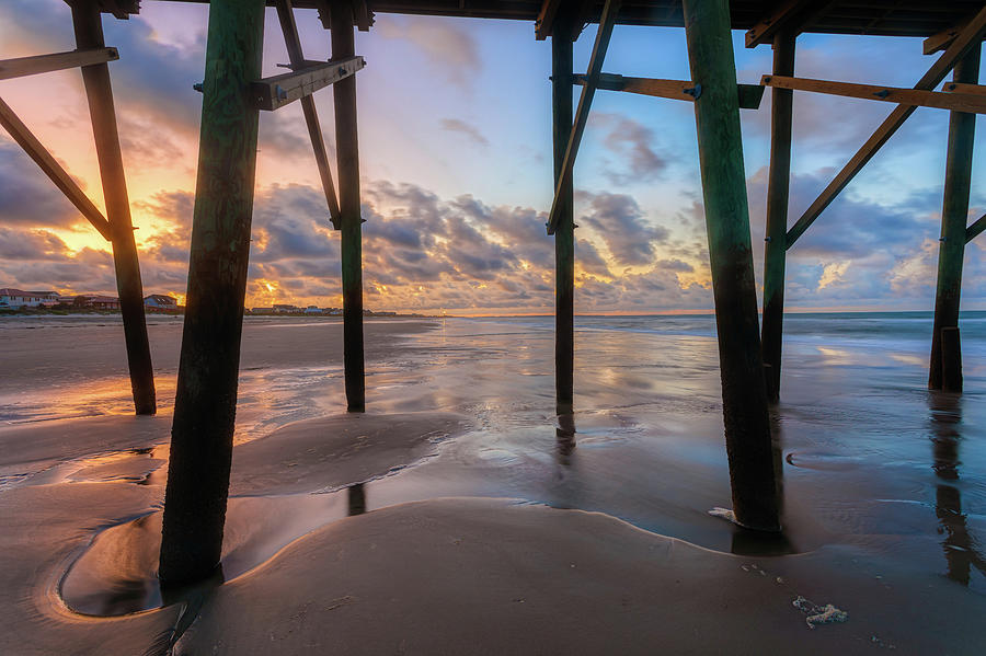 Oak Island Pier Sunrise Photograph by Nick Noble