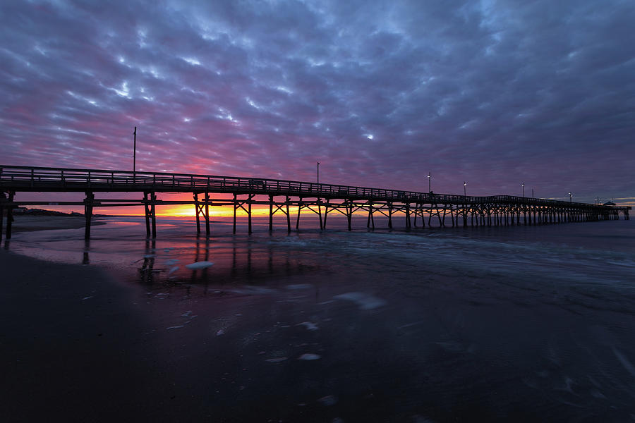 Oak Island Sunrise at the Pier Photograph by Nick Noble