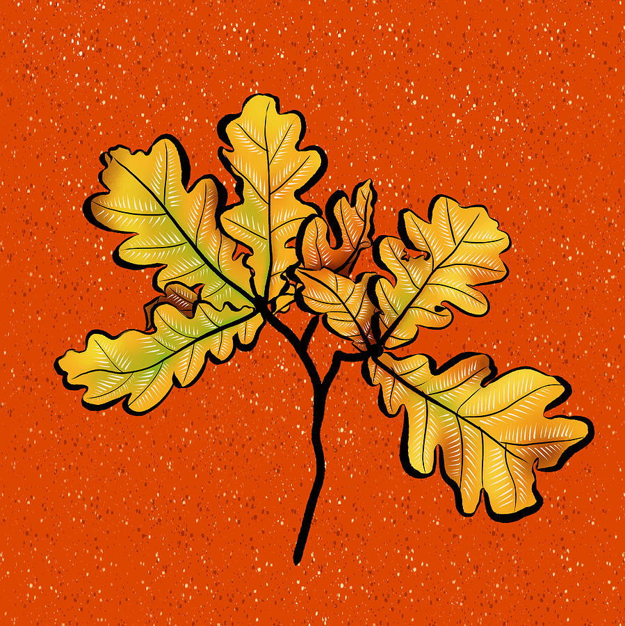 Oak Leaves Autumnal Botanical Art Digital Art by Boriana Giormova