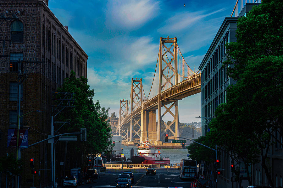 Landscape Photograph - Oakland Bay Bridge by Pirouz Moshavash