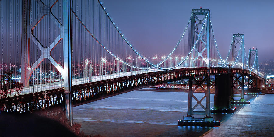 Oakland Photograph - Oakland Bridge 2 Color by Moises Levy