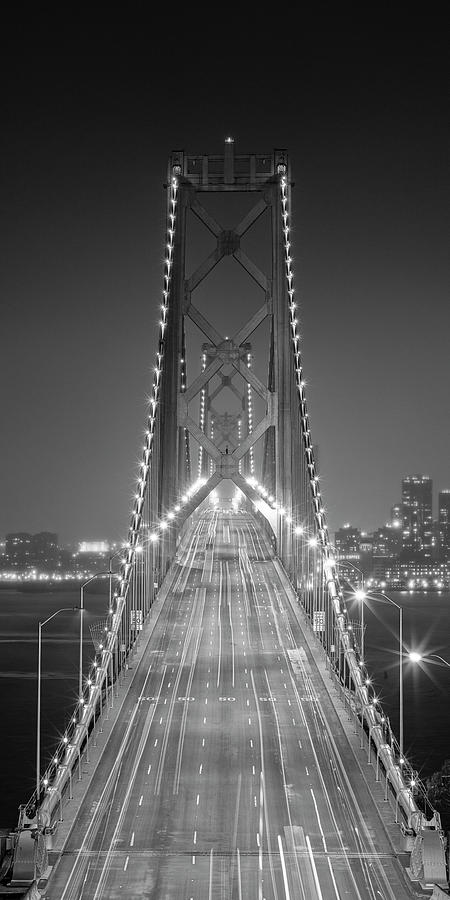 Black And White Photograph - Oakland Bridge 3 Bw by Moises Levy