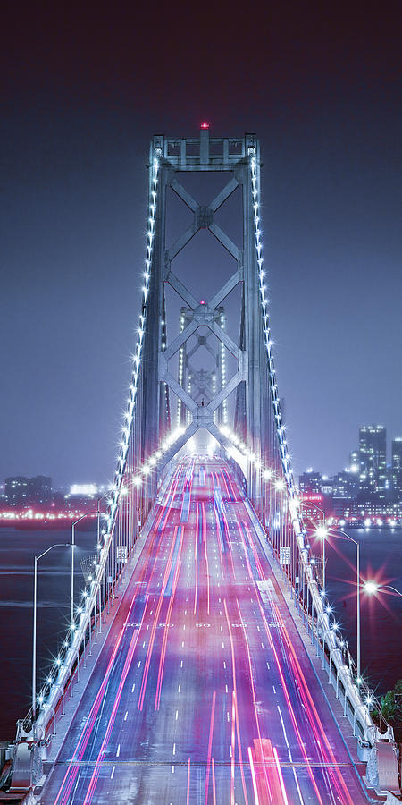 Oakland Photograph - Oakland Bridge 3 Color by Moises Levy