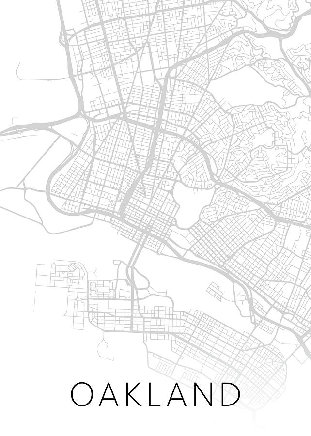 Oakland California City Map Black and White Street Series Mixed Media ...