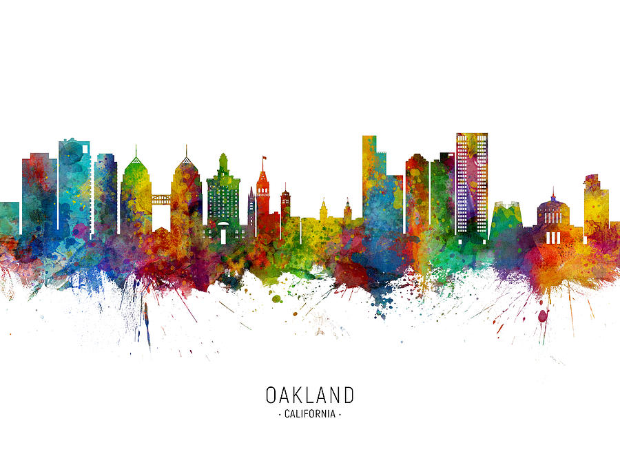 Oakland Digital Art - Oakland California Skyline by Michael Tompsett