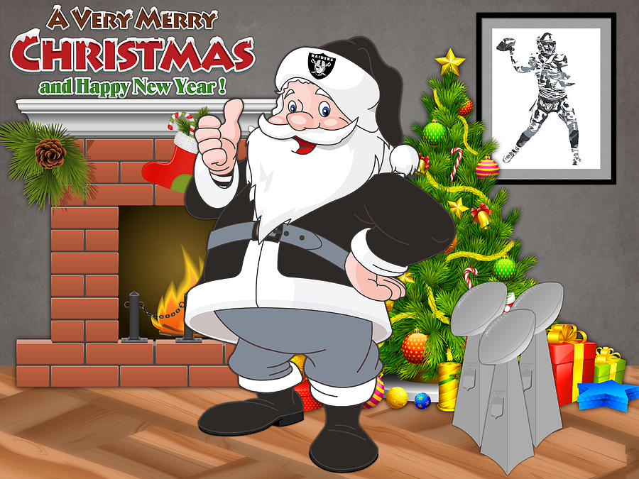 Raiders Santa Claus Shower Curtain by Joe Hamilton - Pixels Merch