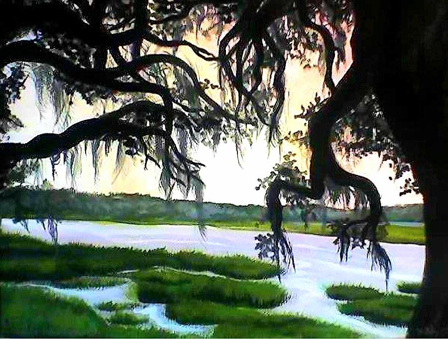Oaks Grabbing Marsh Painting by Alexandria Weaselwise Busen