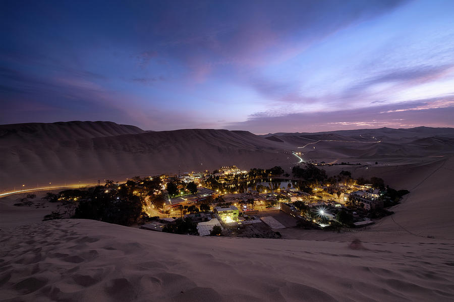 Oasis Huacachina At Dusk, Very Close From Ica, Among Sand Dunes ...