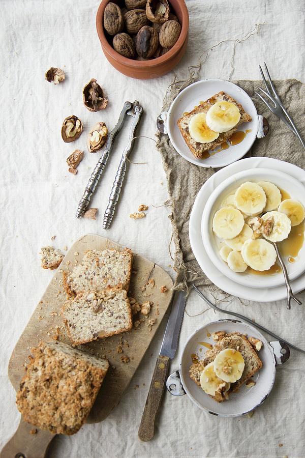 Oat And Flaxseed Bread With Bananas And Walnuts Photograph by Patricia Miceli
