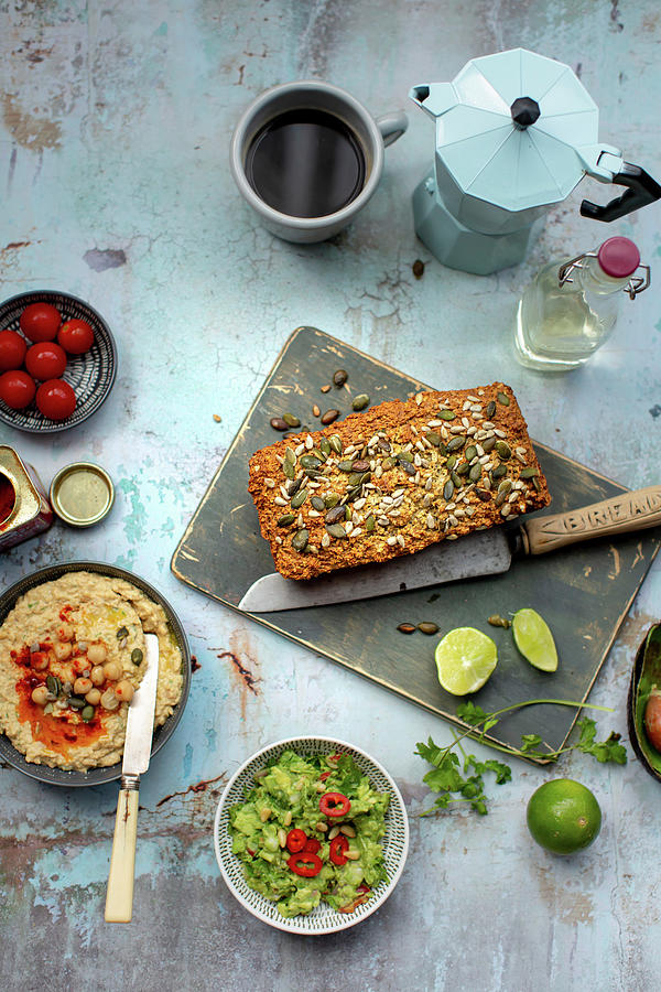 Oat Bread With Guacamole And Hummus Photograph by Lara Jane Thorpe