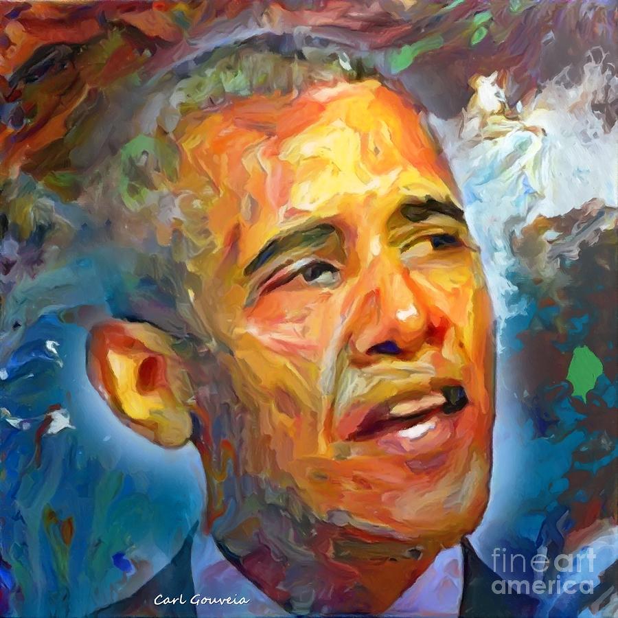 Obama Mixed Media by Carl Gouveia