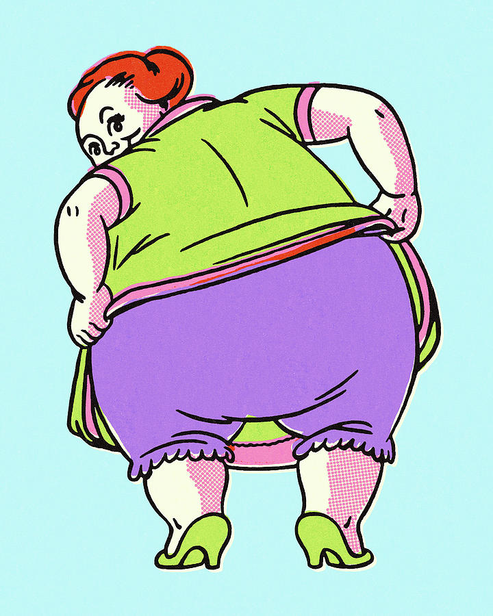 Vintage Drawing - Obese Woman Showing Her Rear End by CSA Images