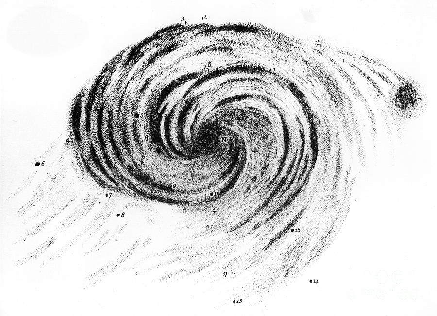 Observation Of A Spiral Galaxy In Canes Drawing by Print Collector