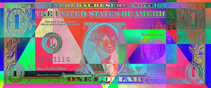 Obverse of a Colorized One U. S. Dollar Bill  Digital Art by Serge Averbukh