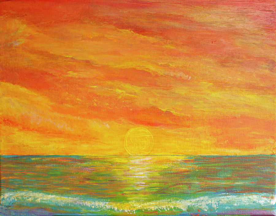 Ocean at Sunset Painting by Linda Fortier - Fine Art America