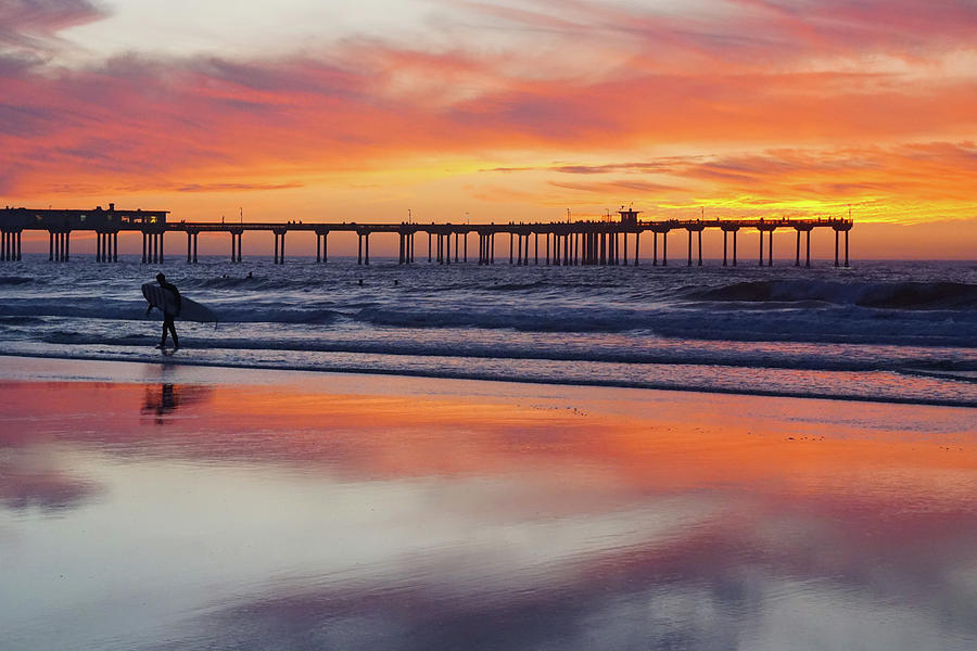 Ocean Beach Fire Sunset Photograph by Richard A Brown