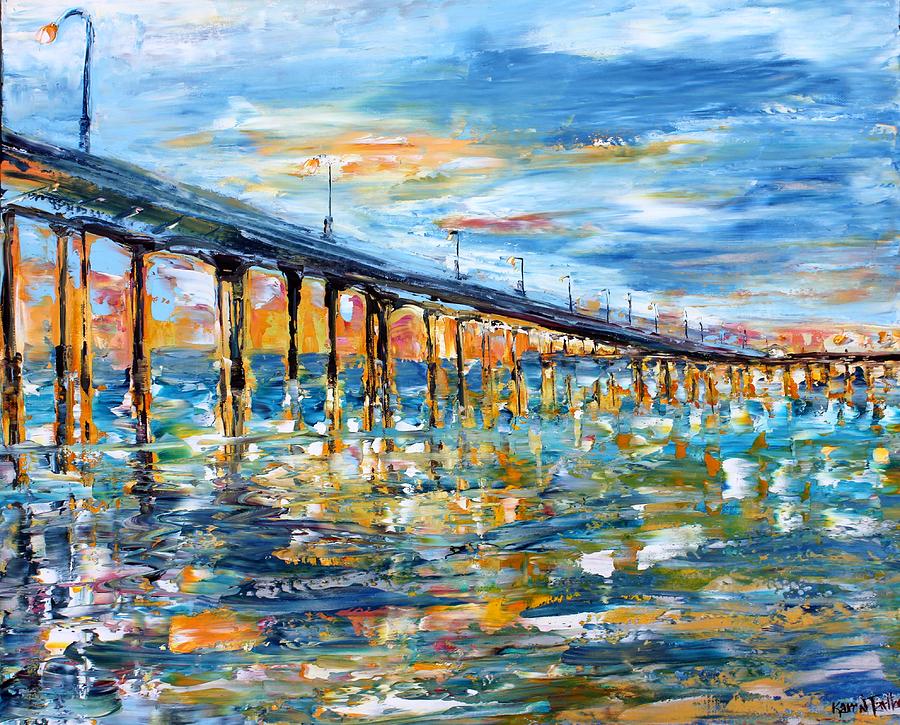 Ocean Beach Pier San Diego Painting by Karen Tarlton - Fine Art America