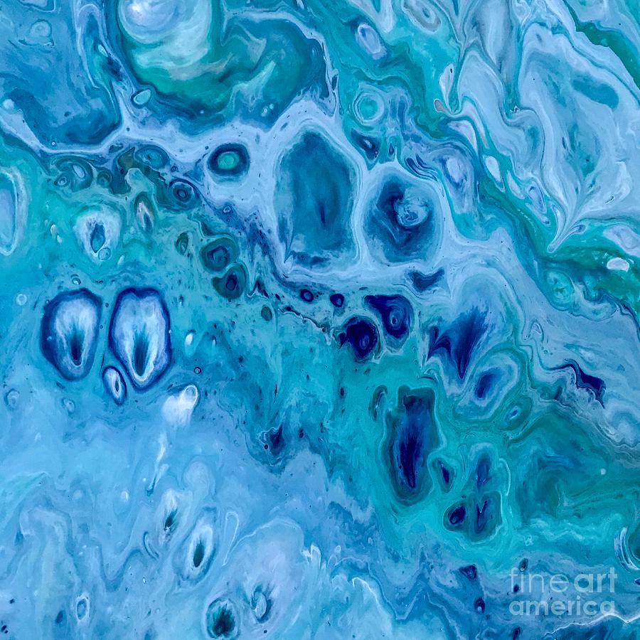 Ocean Blue Acrylic Pour Painting