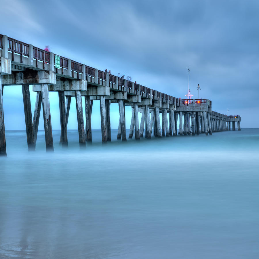 America Photograph - Ocean Blues - Panama City Beach Florida Pier 1x1 by Gregory Ballos