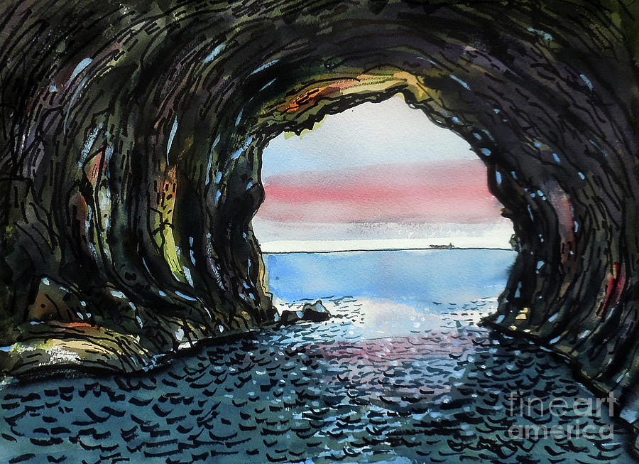 Ocean Cave Painting by Terry Banderas