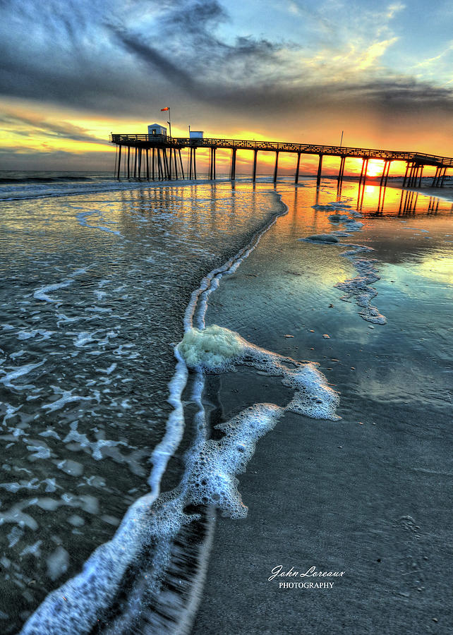 Ocean City fishing pier sunset Photograph by John Loreaux - Fine