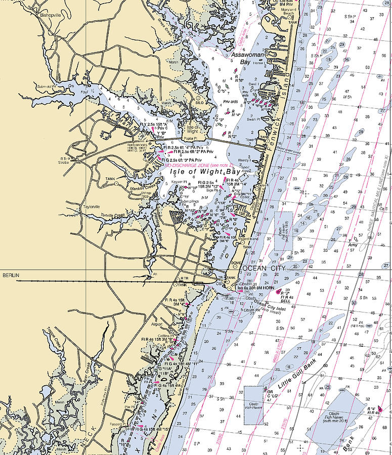 Ocean City Maryland Nautical Chart V2 Mixed Media By Bret Johnstad