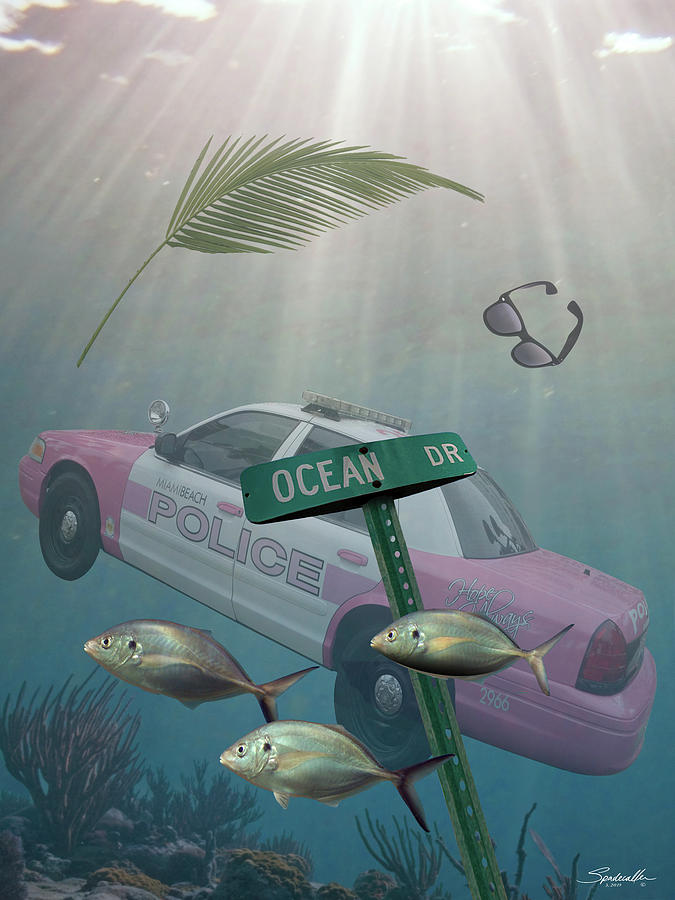 Ocean Drive Submerged Digital Art by M Spadecaller