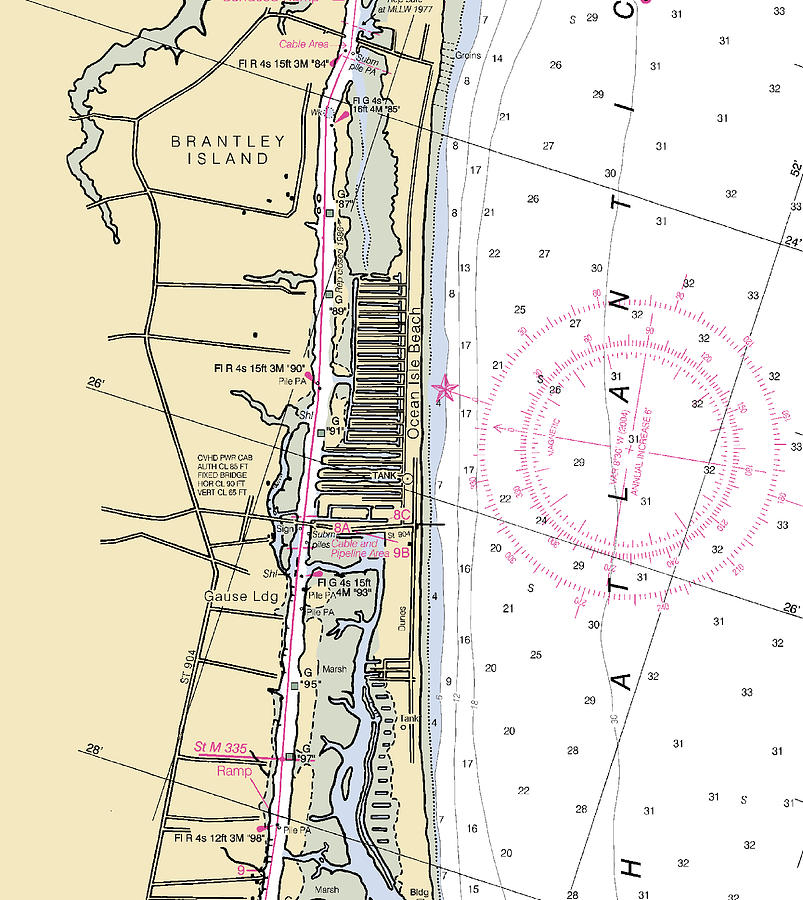 Ocean Isle Beach-north Carolina Nautical Chart Mixed Media by Bret