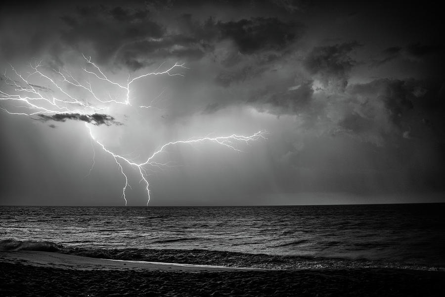 Ocean Lightning - Black and White Photograph by Connor Sipe - Fine Art  America