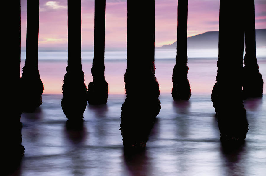 Ocean Pier Silhouettes - California Sunset Photograph