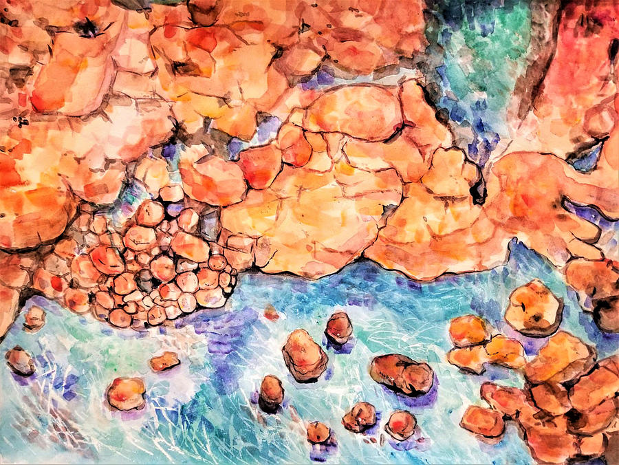 Ocean Rocks 2018 Painting by Leslie Ouyang