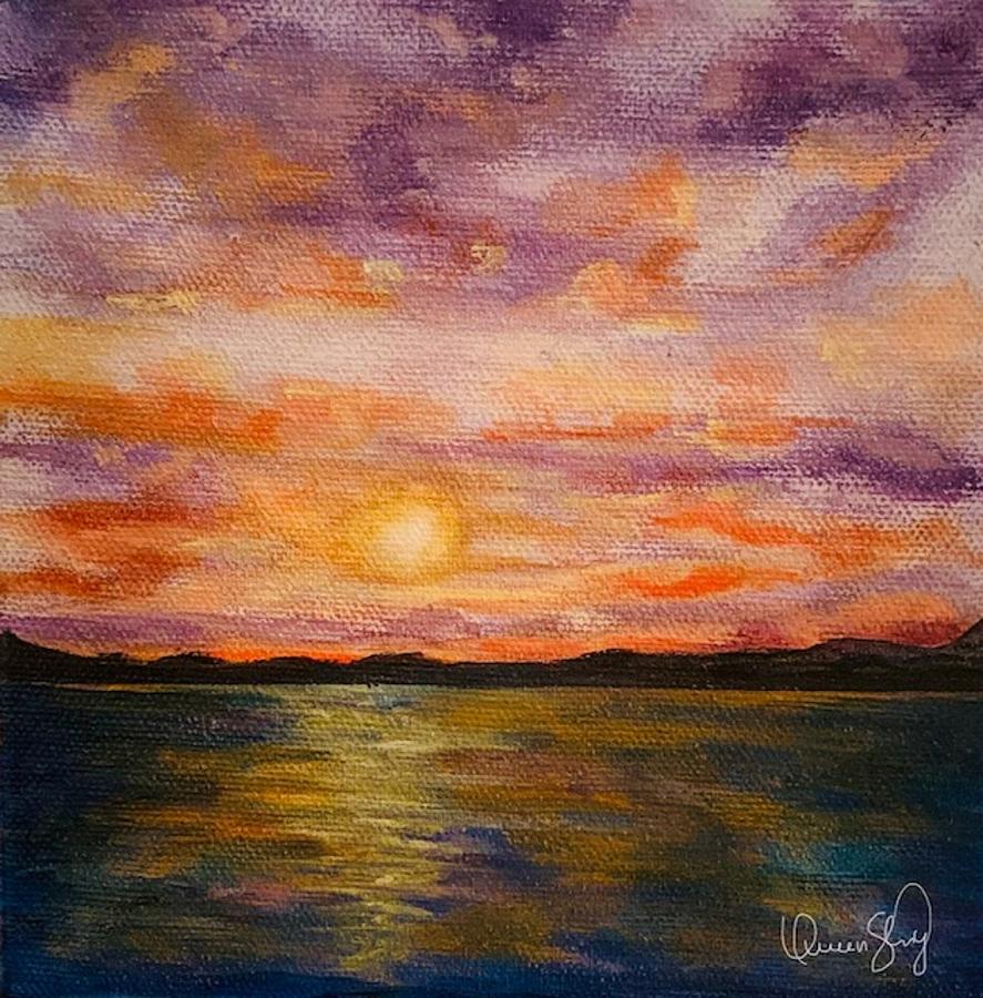 Ocean Sunset II Painting by Queen Gardner