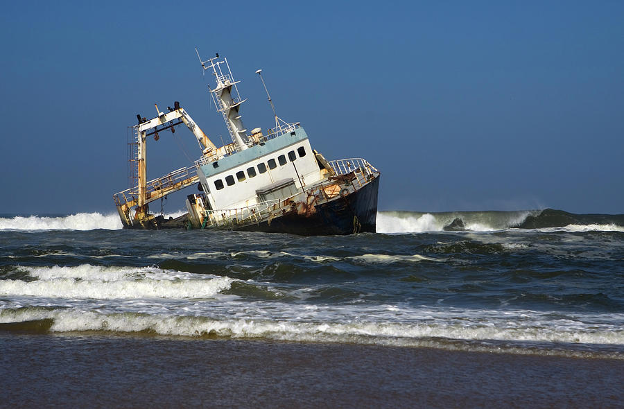 Ocean Waves Slam Into Shipwreck On Photograph by Milehightraveler