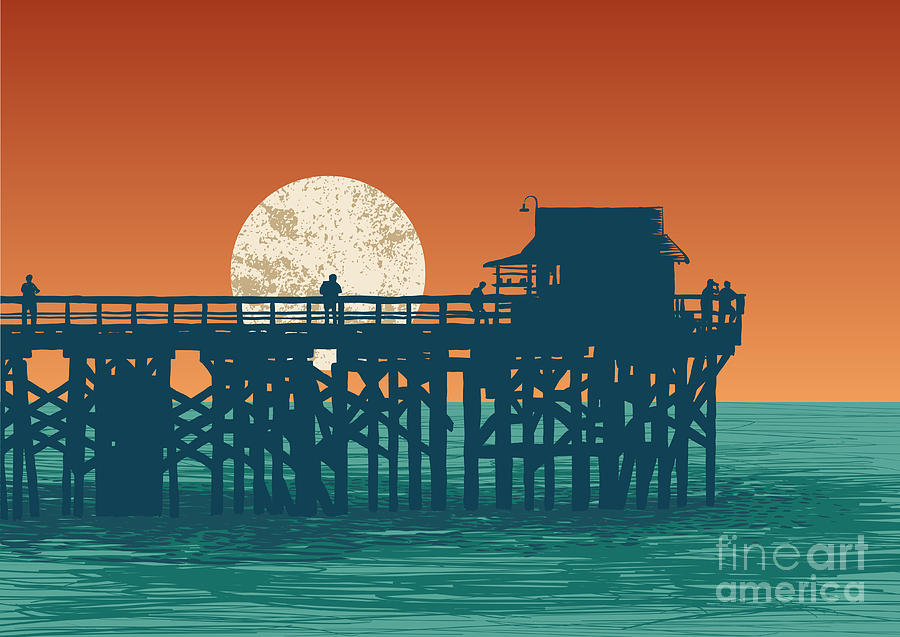 Summer Digital Art - Oceanic View With Silhouette Pier by Jumpingsack