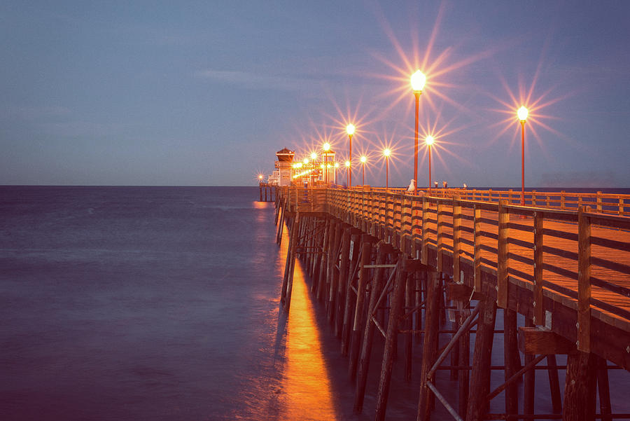 Oceanside Pier Lights In Color Photograph by Joseph S Giacalone