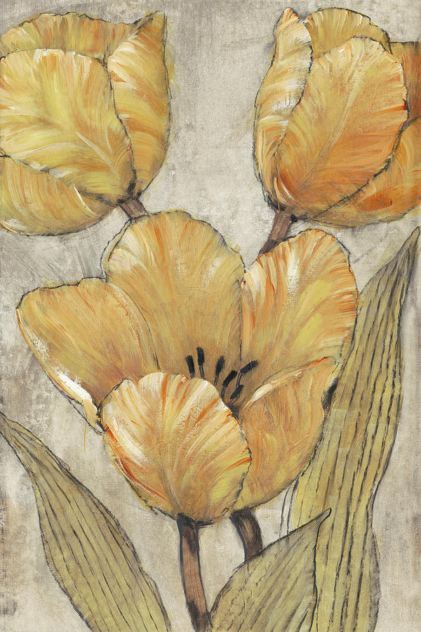 Flower Painting - Ochre & Grey Tulips II by Tim Otoole