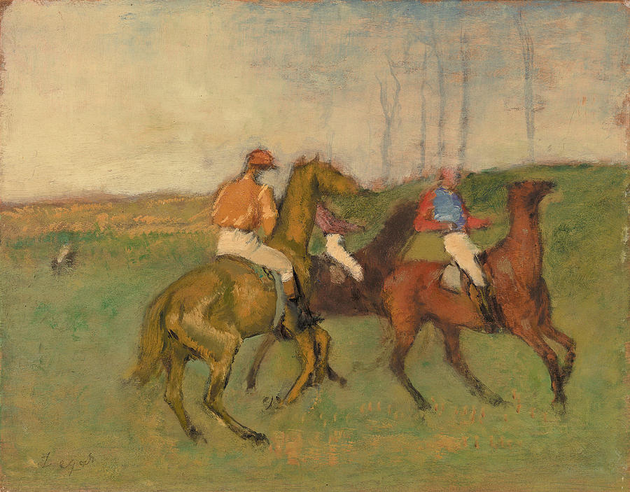 Jockeys and Race Horses #3 Painting by Edgar Degas