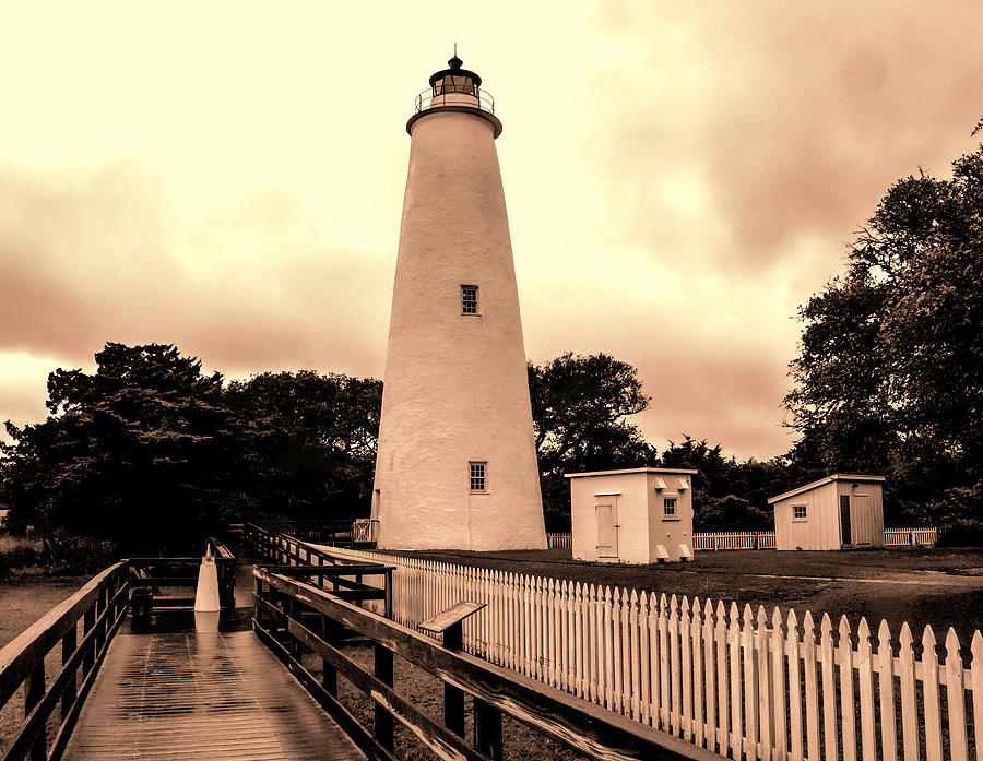 Nature Photograph - Ocracoke Island Lighthouse - Sepia by Phyllis Taylor