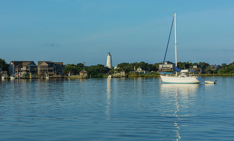 Ocracoke Light Reflected On Silver Lake Photograph