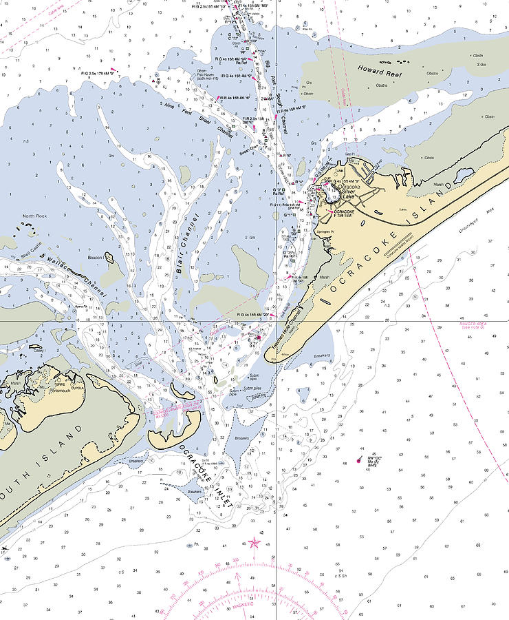 Ocracokenorth Carolina Nautical Chart Mixed Media by Sea Koast Pixels