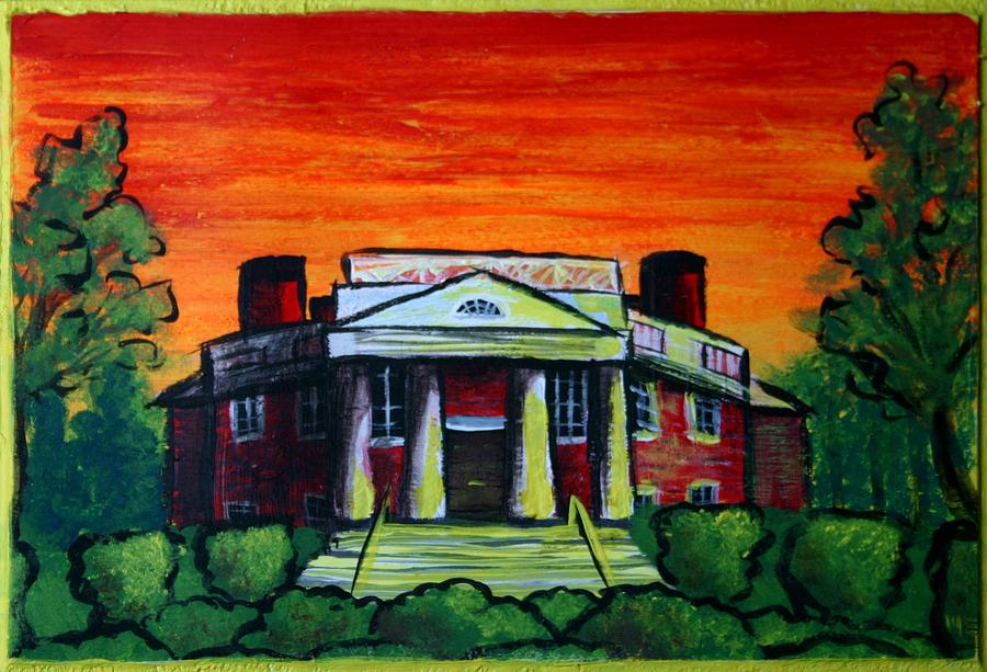 Octagonal House of Poplar Forest in Summer Painting by M E