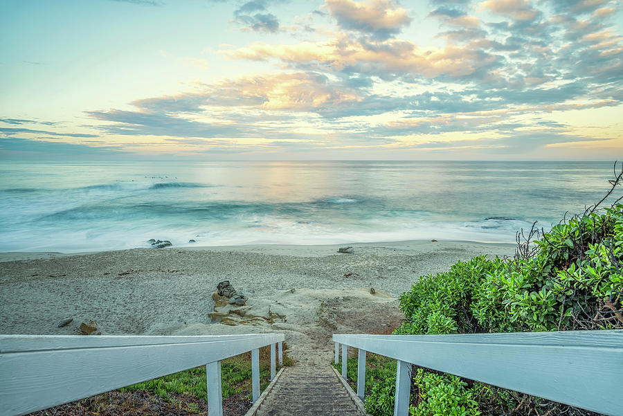 Nature Photograph - A Windansea Beach October From The Top Of The Stairs by Joseph S Giacalone