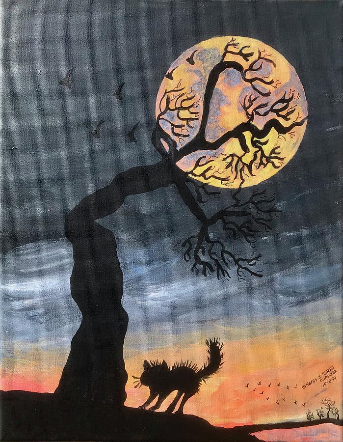 October Hunters Moon Painting by Kathy Marrs Chandler
