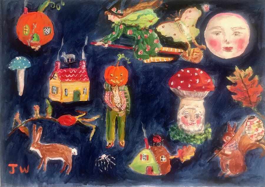 Halloween Painting - October by Julie Whitmore
