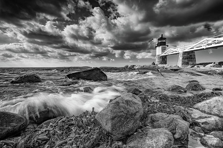 Forrest Gump Photograph - October Morning at Marshall Point in Black and White by Rick Berk