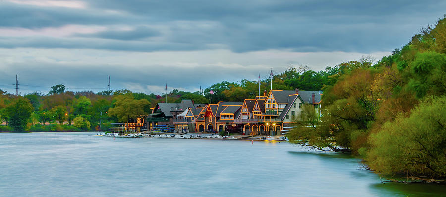 October Morning - Boathouse Row - Philadelphia Panorama Photograph by Bill Cannon