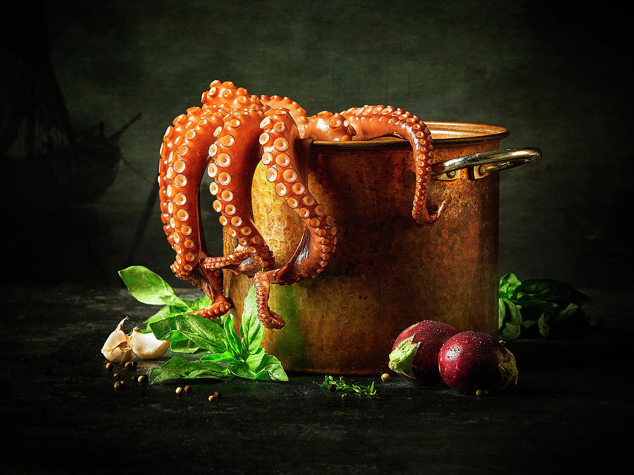 Octopus In A Pot With Fresh Ingredients Photograph by Vadim Piskarev